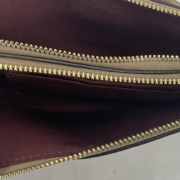 Coach with COA  Double Corner Zip Wristlet Leather Card Wallet Taupe - Picture 9 of 9